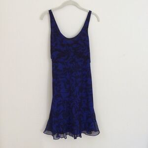 𝅺SAKS FIFTH AVENUE CHIFFON BLUE/BLACK COCKTAIL DRESS